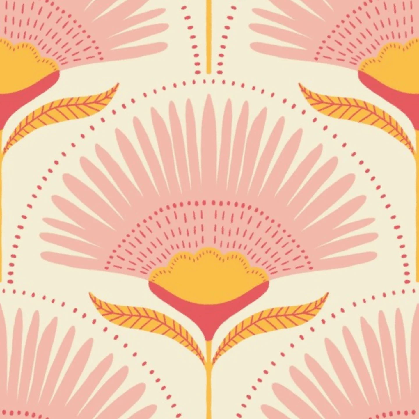 Aara palm floral - natural/pink design