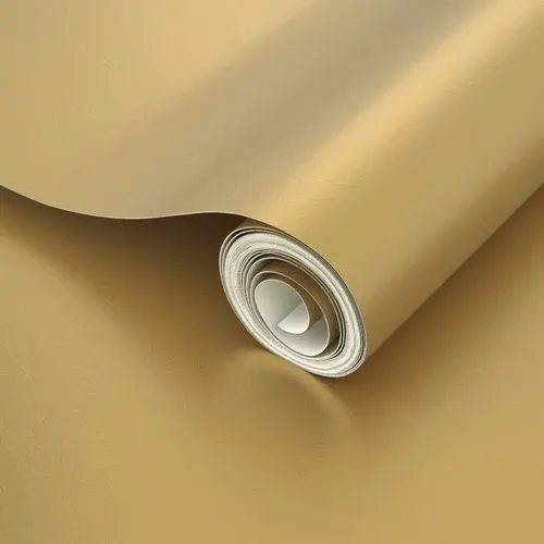 A roll of gold metallic wallpaper with no design.