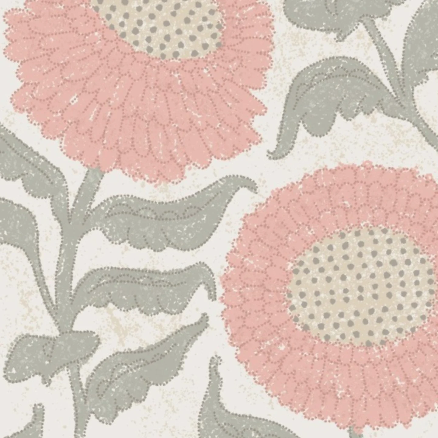 Warm Neutral Calming Farmhouse Folk Floral Blooms by doffdoffco