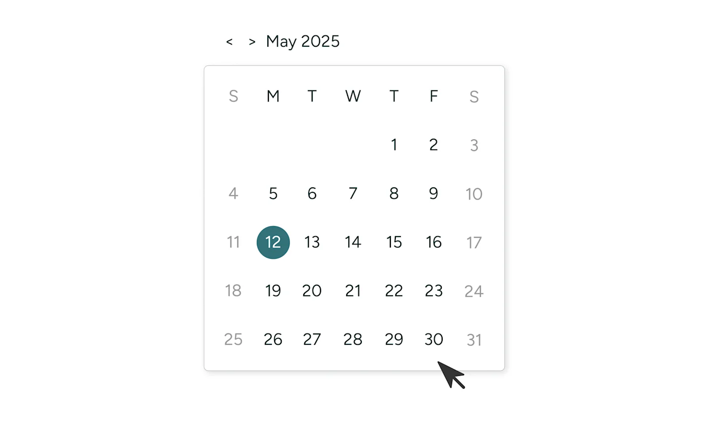 Mouse selecting a date on a calendar.