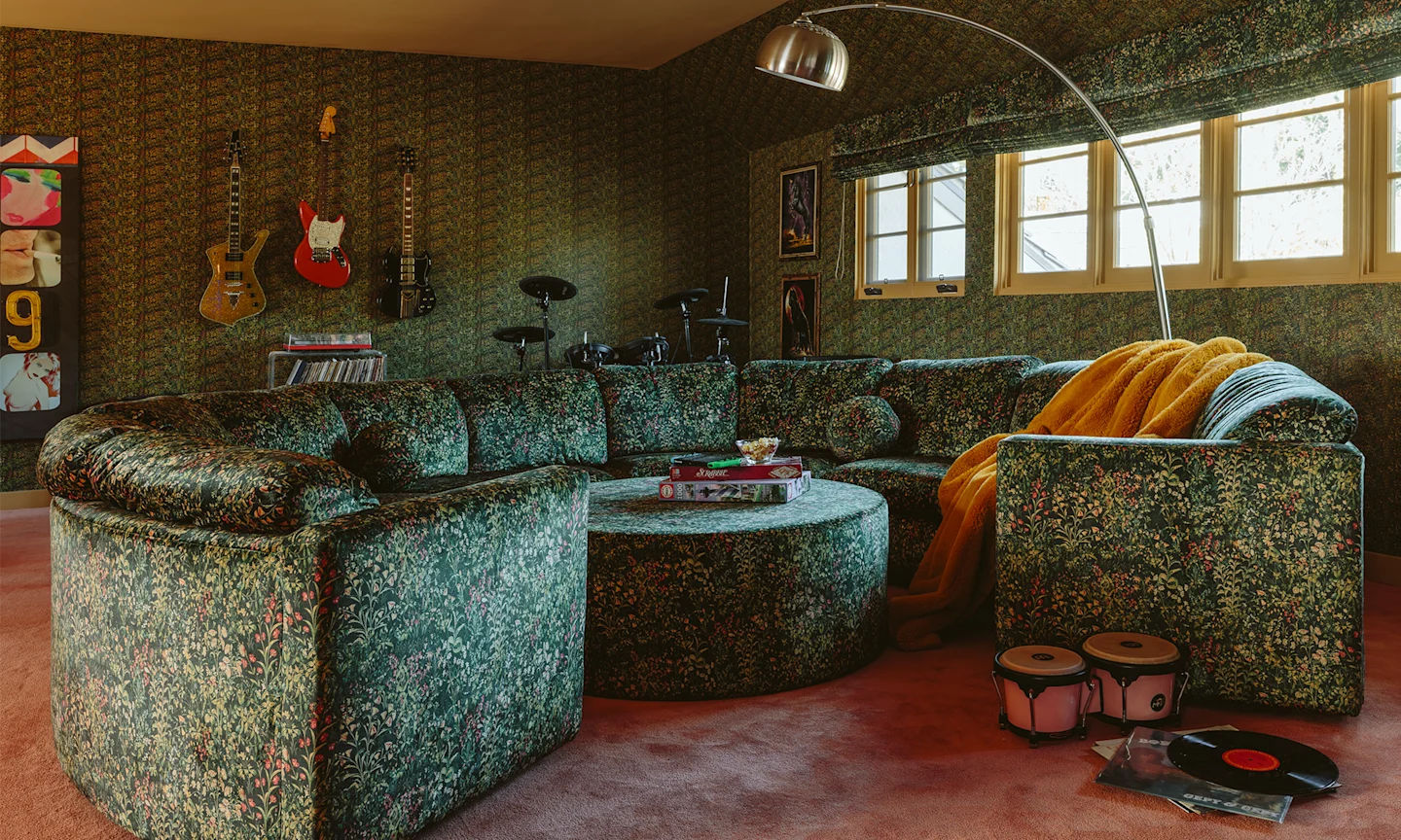 Emily Henderson's maximlist family room