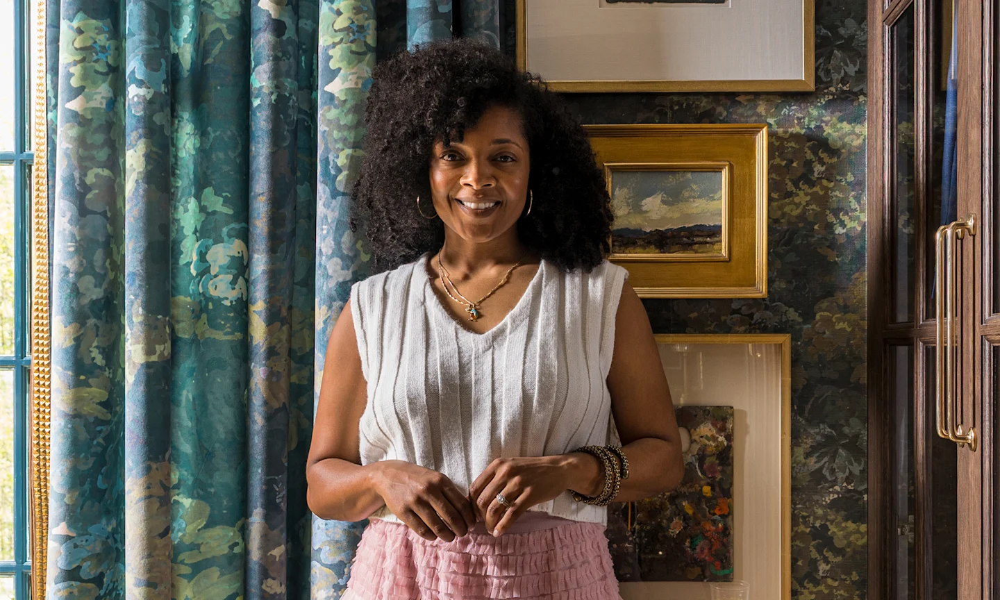 Marie Cloud of Indigo Pruitt in a room she designed.