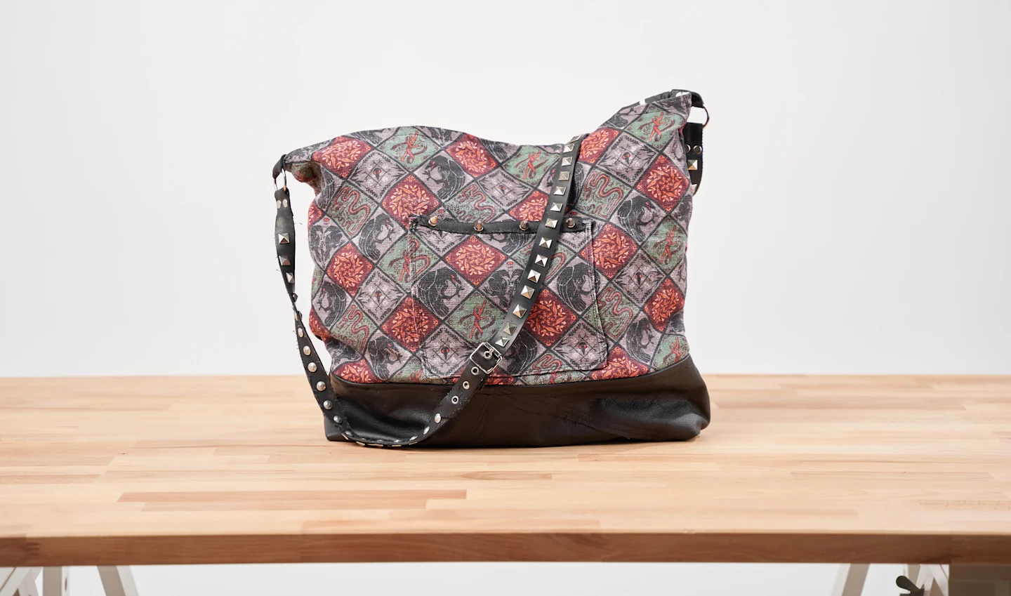 A tote bag made with Spoonflower fabric