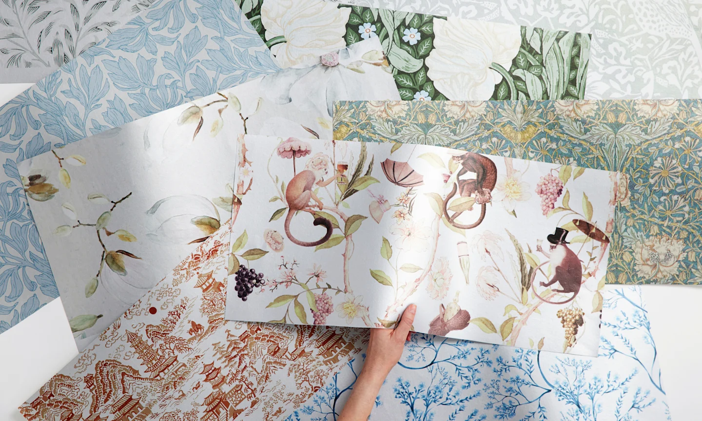 Selection of red wallpaper swatches