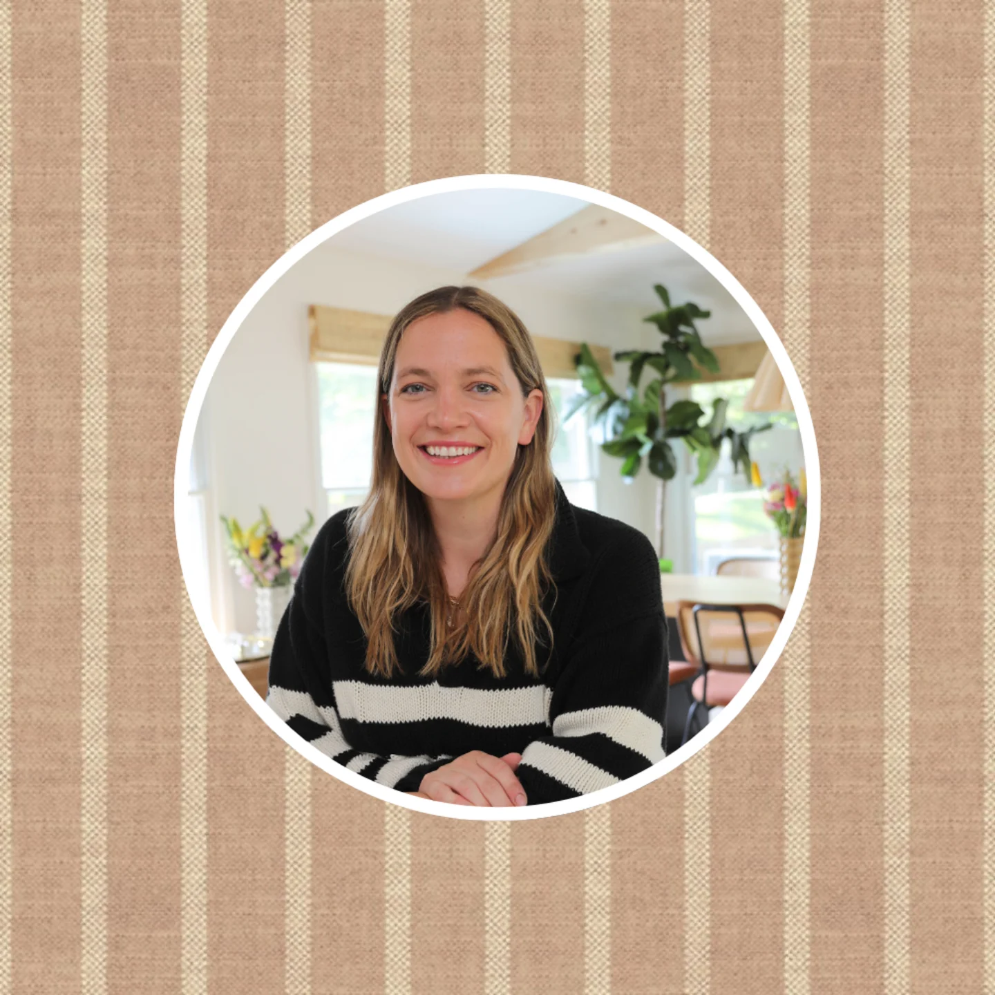 headshot of Blythe in front of one of one of her favorite designs.