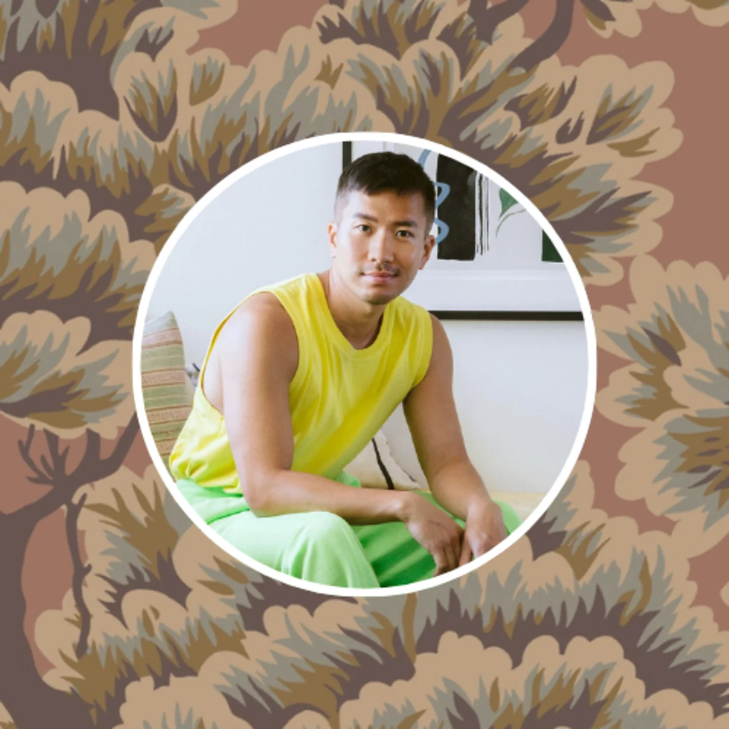 Layered tree design with a headshot of dabito.